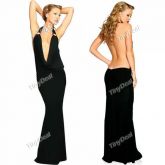 Classic Black Halter Low Cut Backless Ice  LongoNLD 41153