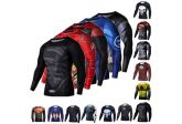 Summer Men's Fashion Compression T shirts Tights Long Sleeve Training Workout Round Necks 3D Superma