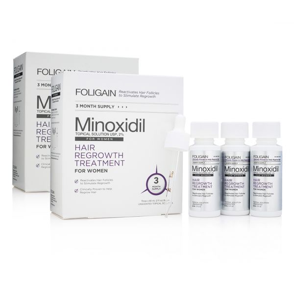 FOLIGAIN MINOXIDIL 2% HAIR REGROWTH TREATMENT PARA MULHERES Suprimento para 6 Meses