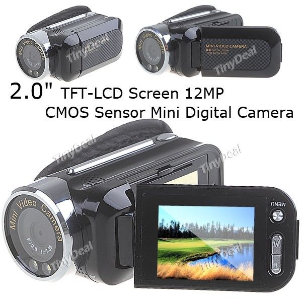 2.0 "TFT-LCD Screen 12MP CMOS Sensor 8X Zoom Digital Mini DV