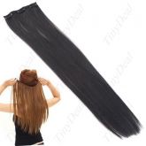 Long Straight Clip-on Wig Hair Extension - Black