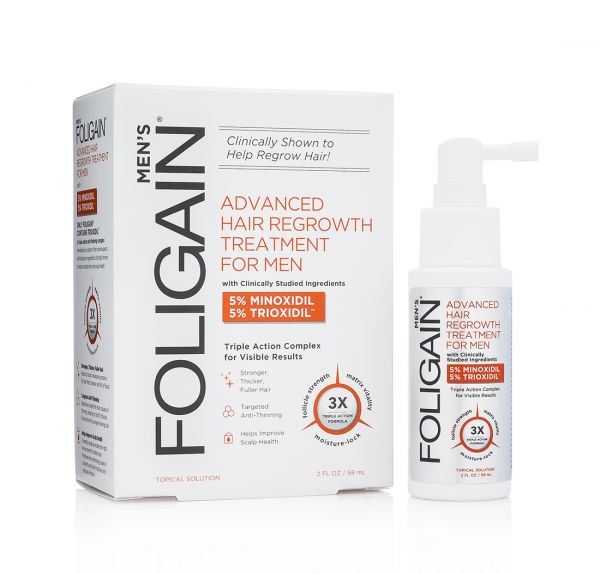 FOLIGAIN PARA HOMENS com 5% de Minoxidil & 5% de Trioxidil® (2oz) 59ml