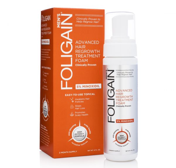 FOLIGAIN.F5 ESPUMA DE MINOXIDIL PARA HOMENS - 5% (177ml) - Suprimento para Três Meses